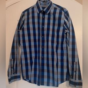 Express Modern Fit Dress Shirt Medium 15-15 1/2 blue/gray/light blue
